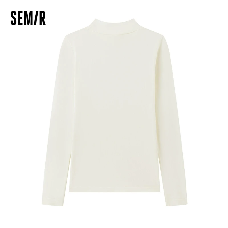 Semir Underwear Women High Neck Base Layer Shirt Autumn and Winter Slimming and Thin Inner Wear Top Solid Color Versatile Casual