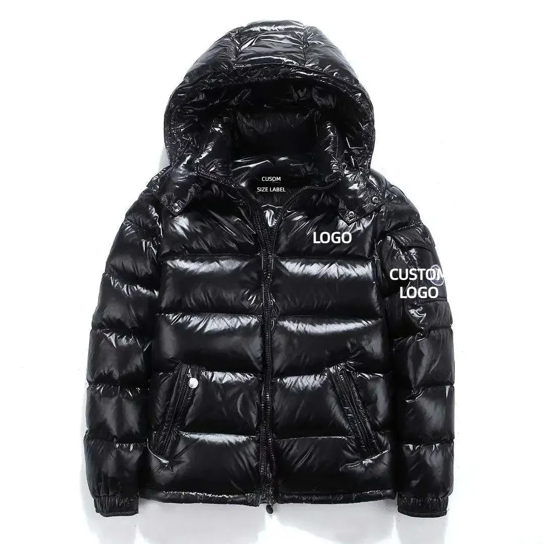 Down Coat Men's Bright Face Trend Hooded Short Thick Winter Bomber Shiny Puffer Men's Jacket