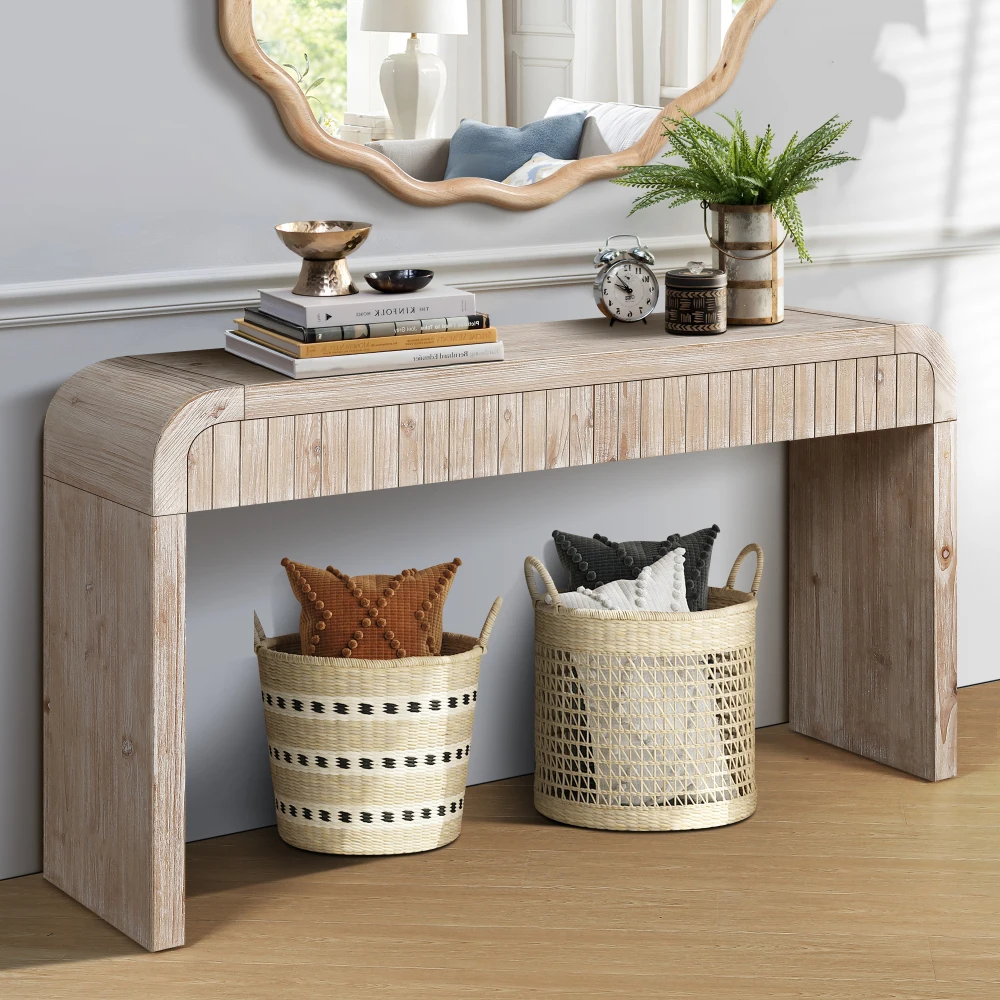 MLG 59'' Vintage Crafted Entryway Table,Two Hidden Handle Drawers,Farmhouse Console Table,,for Entrance & Dinning Room Hallway