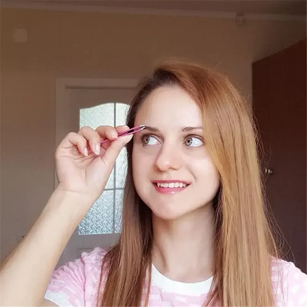 أدوات التجميل مزدوجة نهاية ماكياج الحاجب الملقط ارتفع مكافحة ساكنة رمش تمديد الملقط دبابيس لتقليم الحواجب