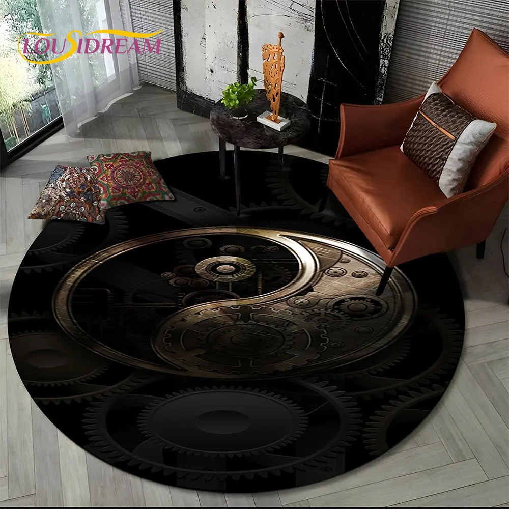 

Crystal Velvet Yin Yang Round Rug, 3D Tai Chi Bagua Print Non-Slip Floor Mat for Living Room, Bedroom, Playroom, Home Decor