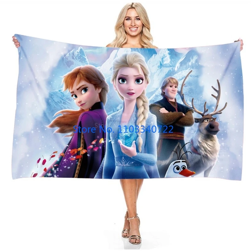 Anime 3D Print Frozen Elsa Anna Princess Bath Towels Microfiber Beach Swimming Towel Decor for Adults Kids Gift 75x150cm