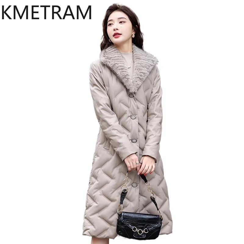 

KMETRAM Winter Coats for Women Clothing Sheepskin 90% White Duck Down Liner Down Jackets Fashion Slim Fit Sobretudo Feminino