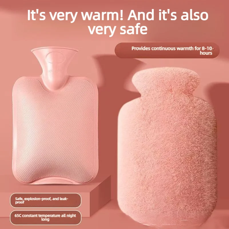 Water-filled hot water bag for warming hands, applying heat to the abdomen, and warming feet – a versatile heating device