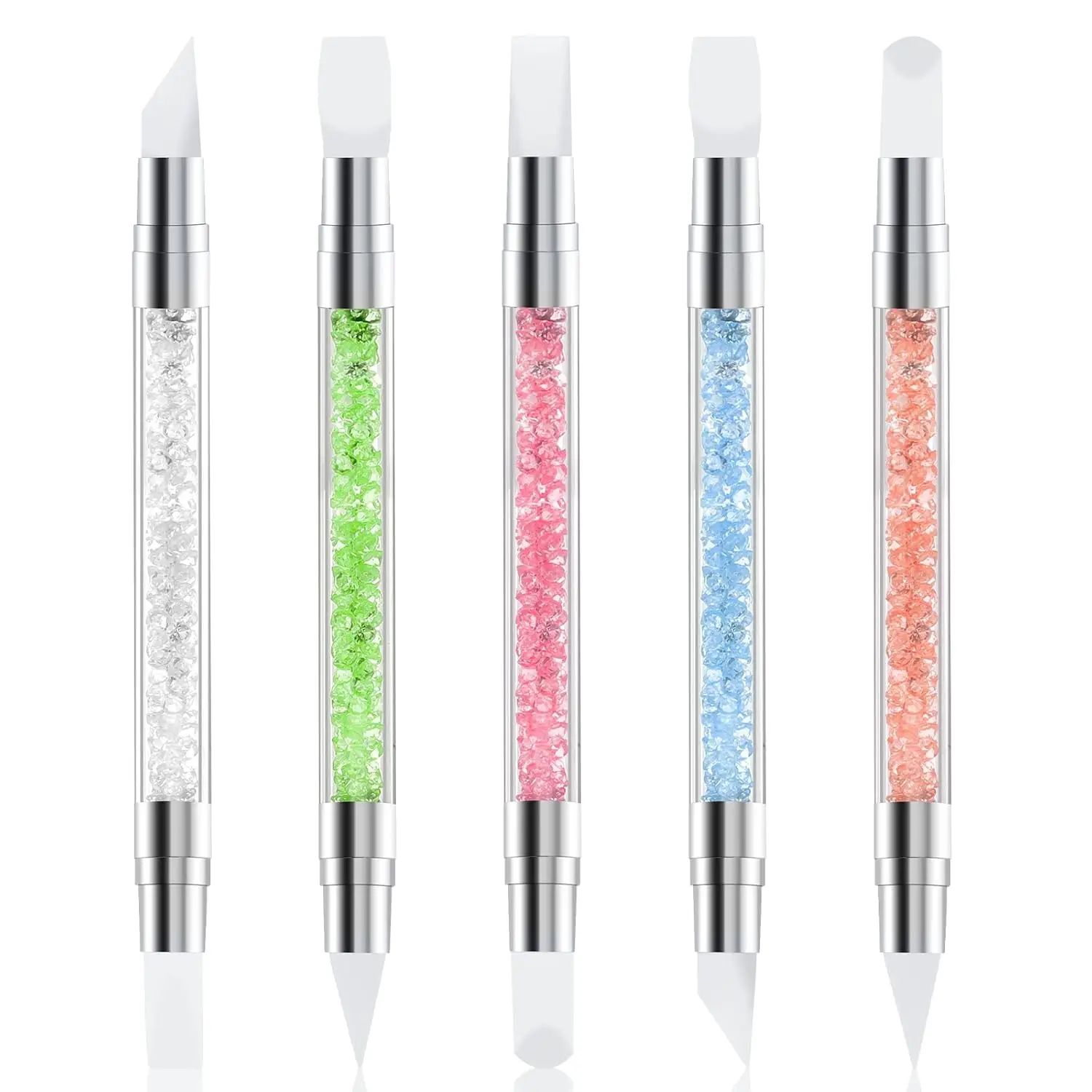 

5PCS Dual Tipped Silicone Nail Art Brush Set Rhinestone Placement Carving Shaping Reusable Beginner Friendly DIY Manicure