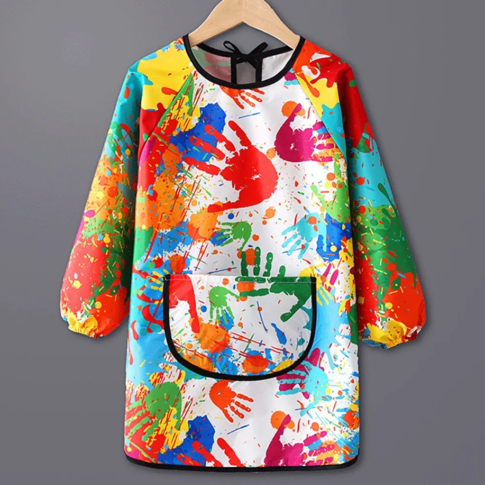 

Waterproof Nylon Children's Painting Apron Art Painting Long Sleeved Reverse Dressing Cloth Cover Baby Eating Bib Boys