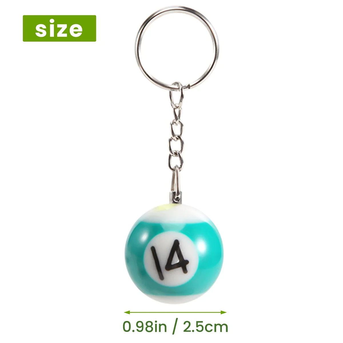 مجموعة سلسلة مفاتيح كرة البلياردو الملونة 16 قطعة، كرات سلسلة مفاتيح سحرية صغيرة كرات ثمانية كرات بلياردو ملحقات سلاسل البلياردو GSY