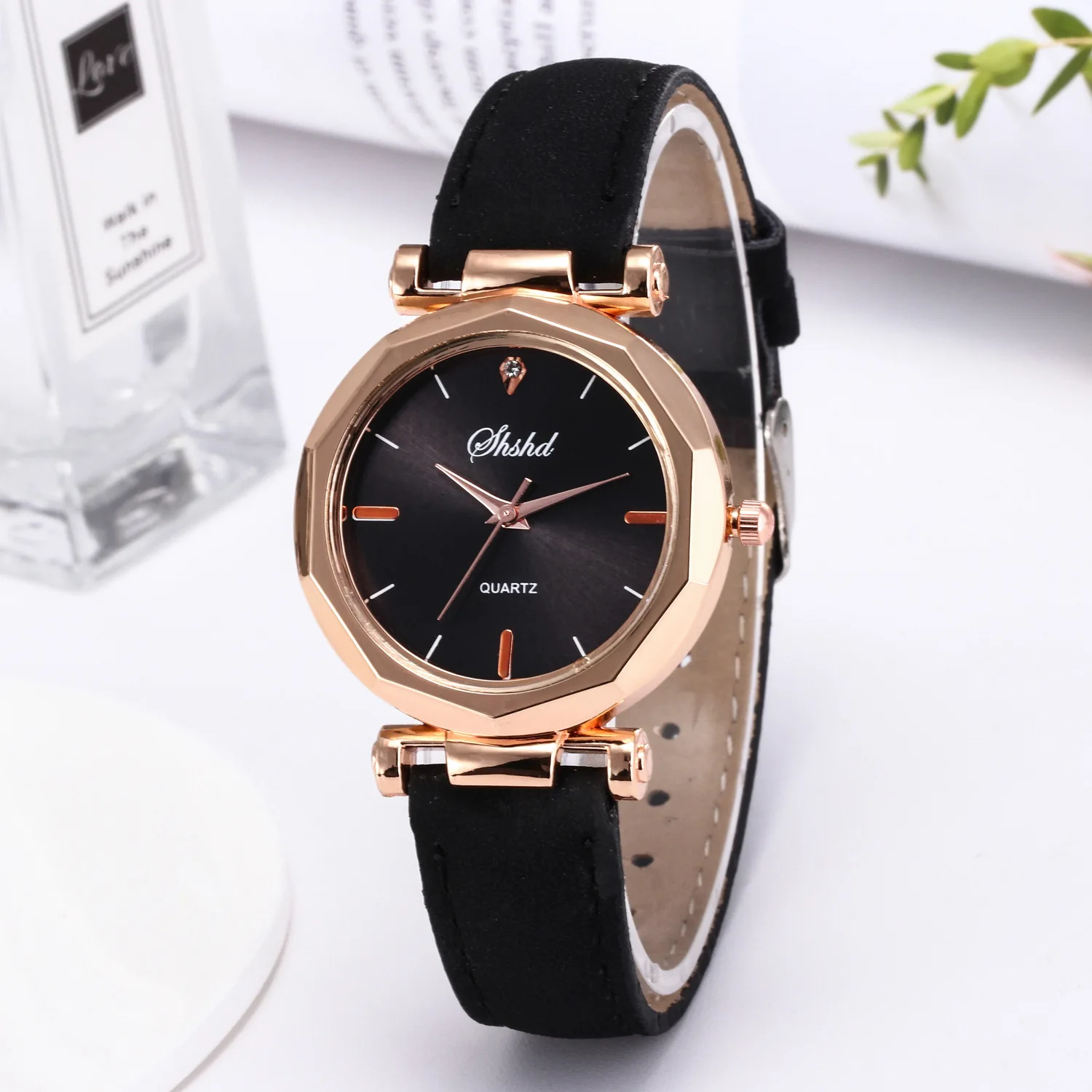 OL-Reloj de pulsera de acero inoxidable para mujer y niña, cronógrafo analógico de cuarzo y cuero, con diamantes, a la moda, nuevo regalo