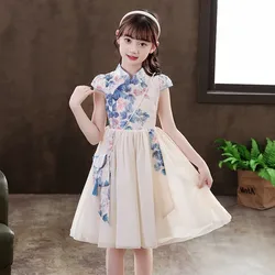 Cute Girls Chinese Hanfu Cheongsam Kids Tangsuit Children Party Outfits Qipao Wedding Flower Girl Dress New Year ClothingGift