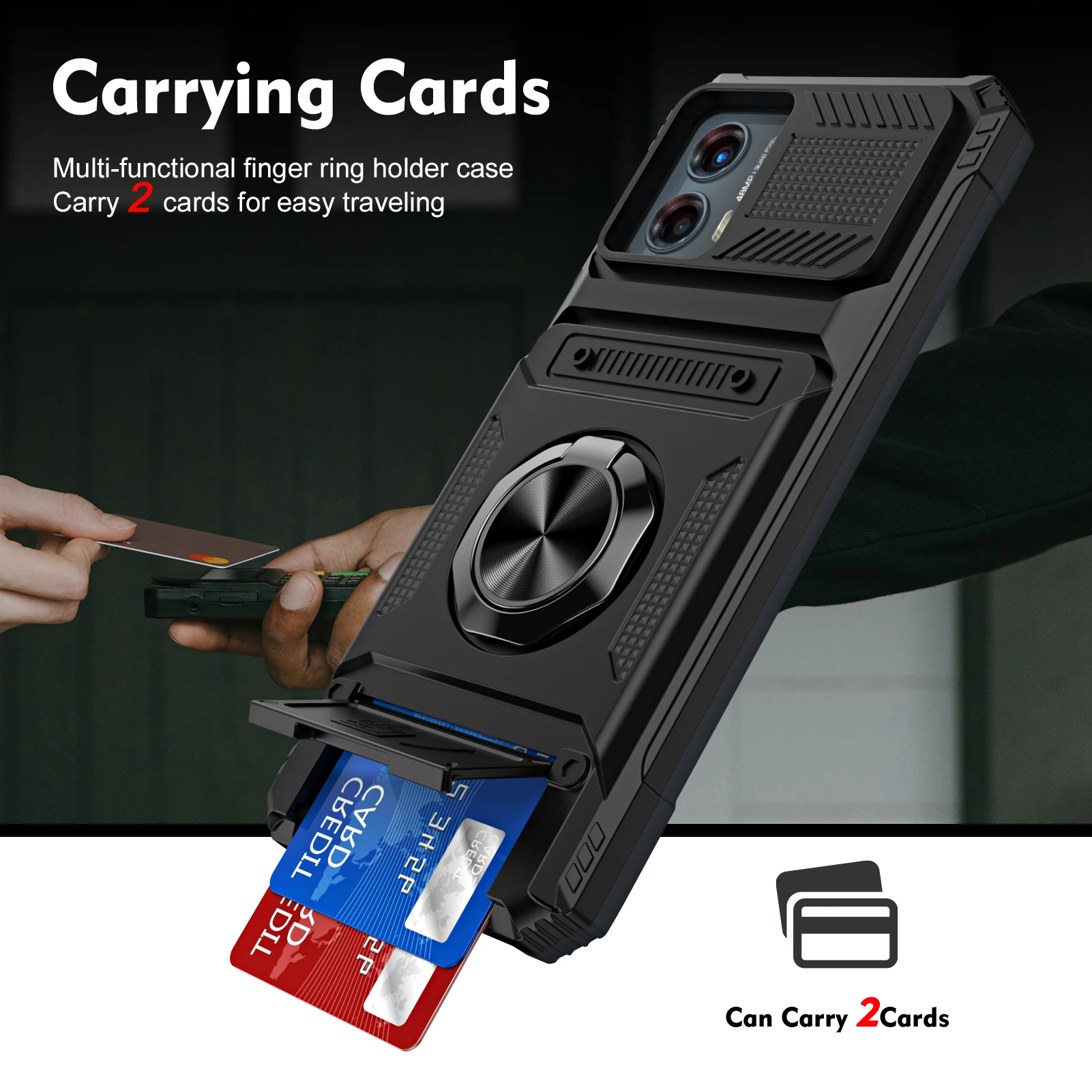 for Moto G Power 2022,G Pure Case,Kickstand Protective Case Card Slot Magnetic Case for Moto G 5G 2023,2024,G Play,G Stylus