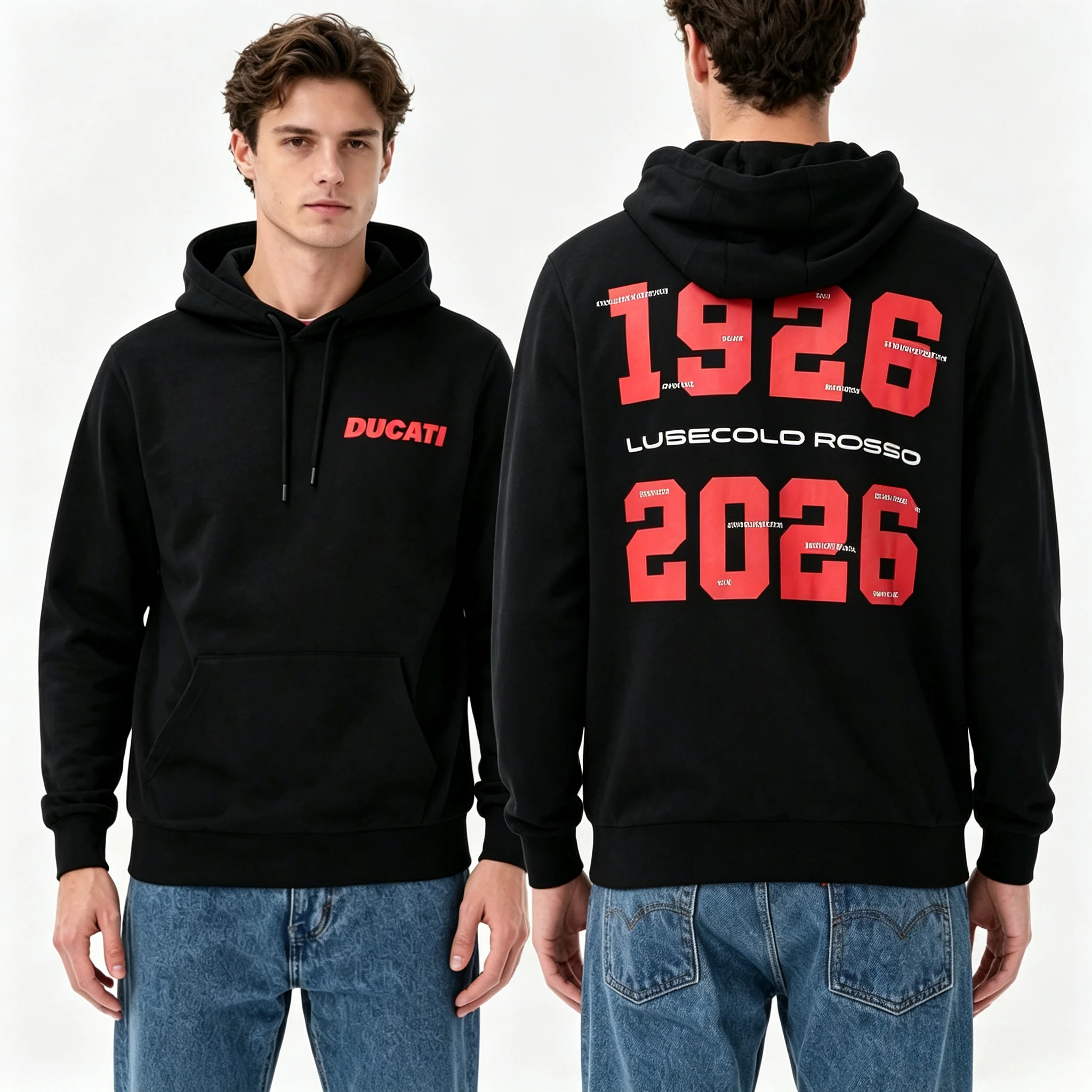 Neutral 2026 Printed Hoodie with Cap Sleeve - Motorcycle Race - Casual Long-Sleeved Hooded Sweatshirt - Street Hoodie