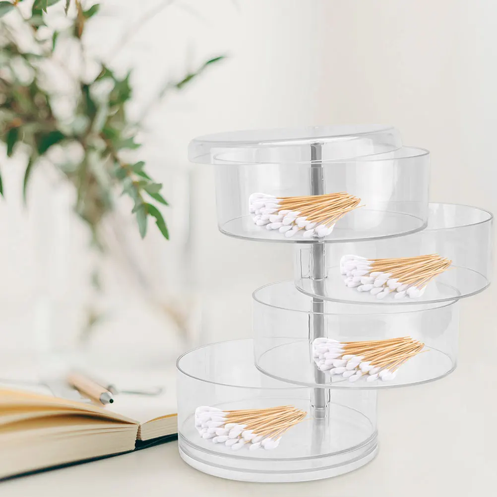 

2Pcs Multi layer Rotating Storage Box Transparent Material Compact Size Space saving Makeup Vanity Desktop ganizer