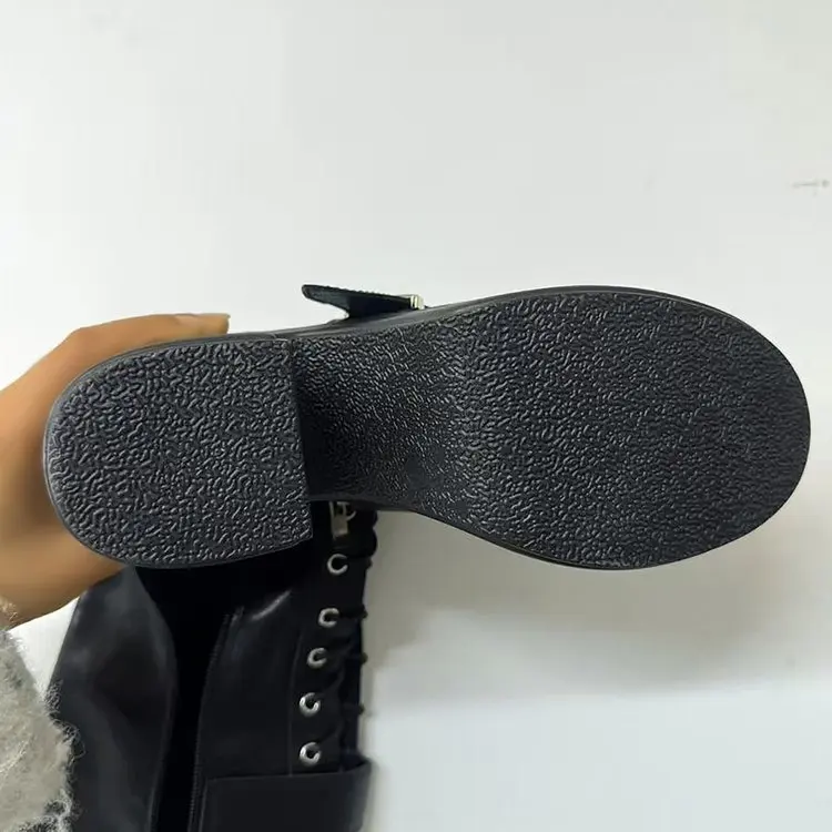 Luxuriöse 2026 Punk Goth Damen Motorradstiefel Blockabsatz Plateau-Schuhe Neue Markenmode-Design Coole Straßenstiefel – Detail 8