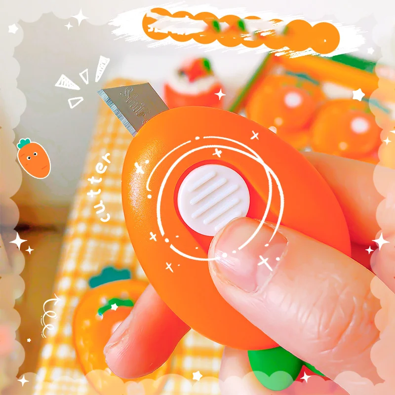 الجدة 1 قطعة لطيف الجزرة سكّين متعدّد الاستخدامات صغير Kawaii المحمولة الحرفية التفاف صندوق ظرف ورقي القاطع سكين رسالة فتاحة أدوات #4