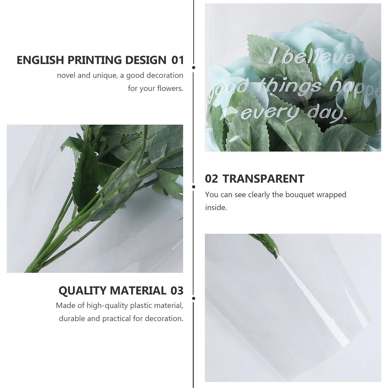 

100pcs Flower Packaging Bag Plastic Wrapping Bags for Bouquet Gift Box Floral Rose Packing Valentine Wedding Birthday Christmas