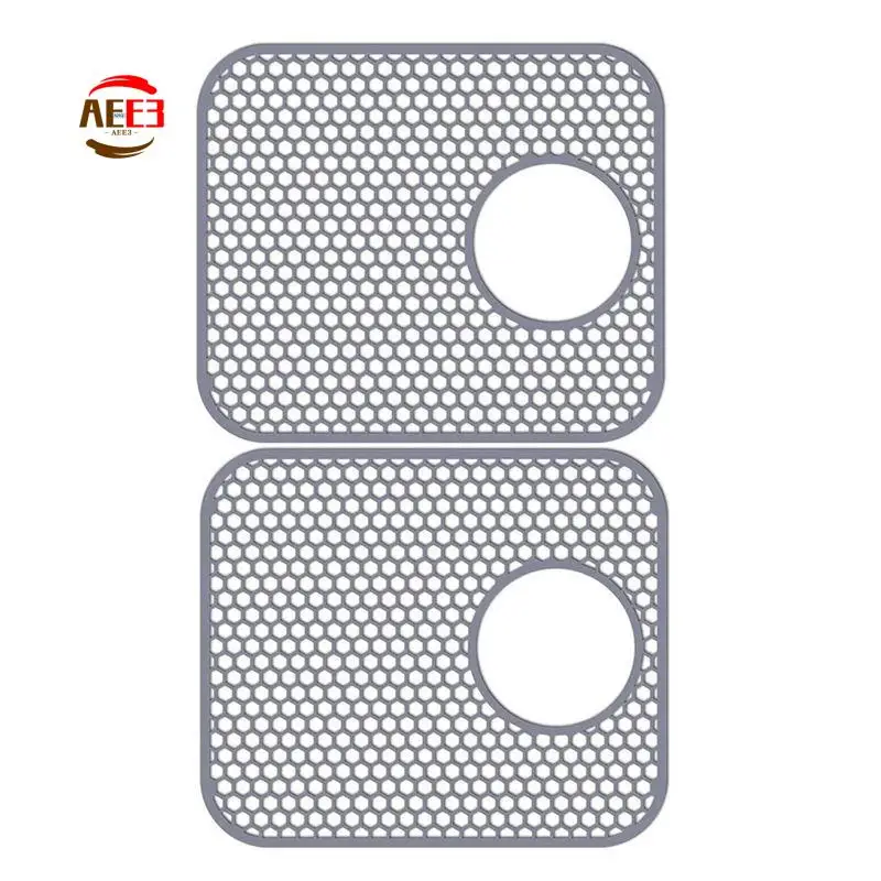 AEE3-Silicone Sink Mat, 2 Pack Sink Protectors For Kitchen Sink, Folding Non-Slip Heat Resistant Sink Mat