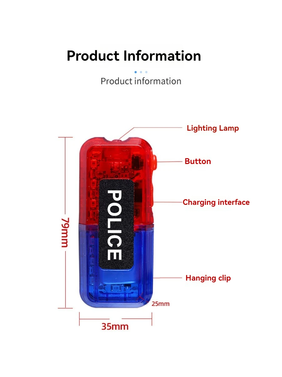 Multifunctional Warning Clip with LED Light Invisible 500m Clip  for Shoulder Built-in Police Lamp Drop Shipping