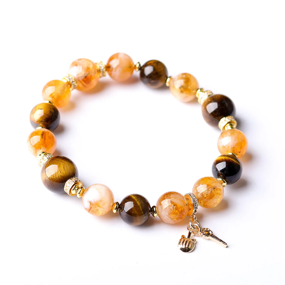 2026 Yellow Tower Crystal Tiger Eye Stone Bracelet Chinese Style Lucky Elegant Jewelry Gifts for Women