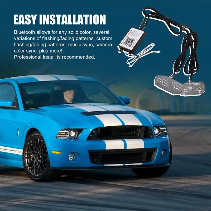 Bluetooth Control RGBW Multicolor LED DRL Board Light Kit Daytime Running Lights For Ford Mustang 2013-2014-A28K view 2