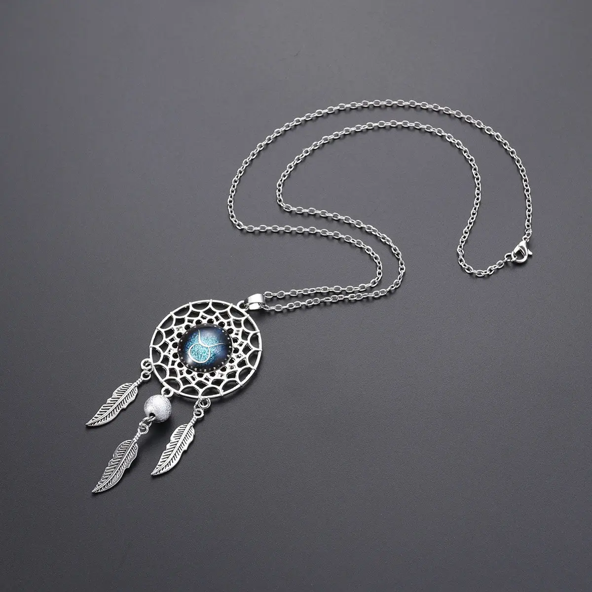 Zodiac Necklace for Women Elegant Pendant Dream Catcher Style Bohemian Jewelry Gift for Birthday