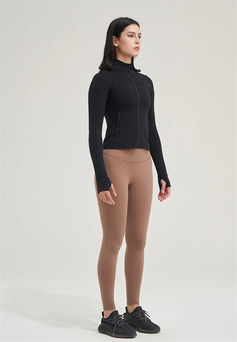 TRY TO BN Yoga Long Sleeve Coat Zipper Loose Sports Tops Breathable Sunscreen T Shirt Workout Women Running Gym Clothing Fitness