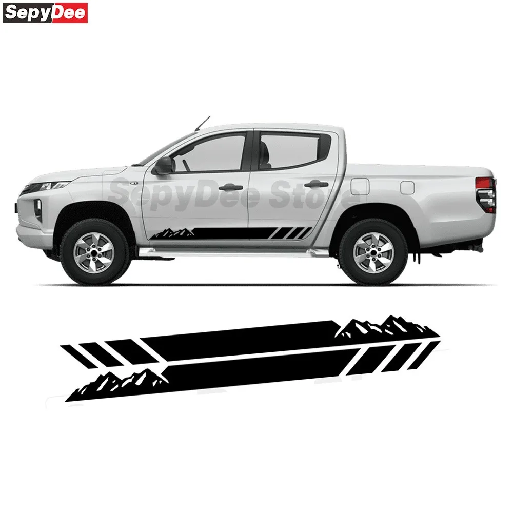 

2 шт. наклейки на боковую полоску автомобиля для Mitsubishi L200 горный графический пикап наклейка автомобильные аксессуары