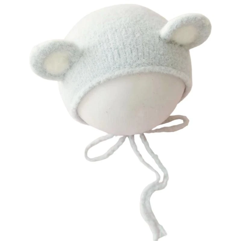 

J15U Newborn Photography Posing Props Ears Crochet Knitted Hat Baby Infants Cap for Photo