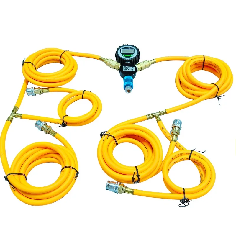 Air manifolds with digital gauge 4 way air hose tire inflation deflation kits