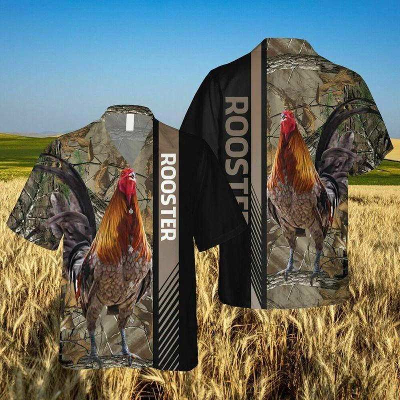 2024 Funny Rooster Beach Hawaii Shirts Casual Cartoon 3D Print Shirt Casual Short Sleeve Summer Loose Tees Tops Street Clothing