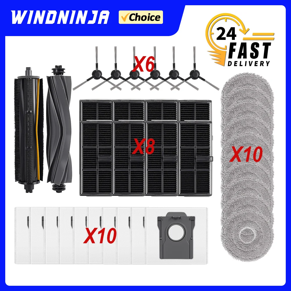 Ersatz-Mopp-Staubbeutel-Bürstenfilter für Dreame L10S Pro Ultra Heat P10 Ultra Mova E30 Ultra L10s Ultra Gen 2 D20 Ultra Kit