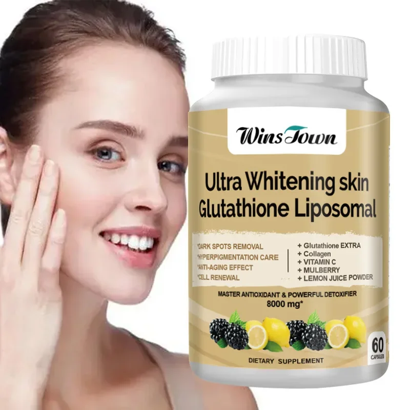 60 Pcs Ultra Whitening Skin Glutathione Liposomal Capsule 8000mg and lightens spots