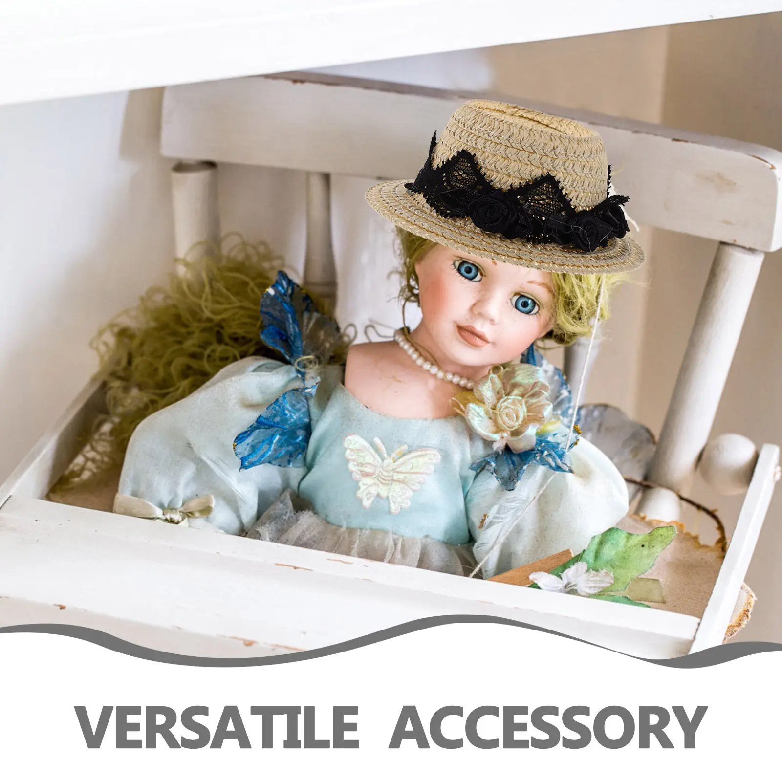 Mini sombreros de 4 piezas con elegante diseño de lazo, accesorios de tela para casa de muñecas, manualidades, decoraciones para fiestas, adornos navideños