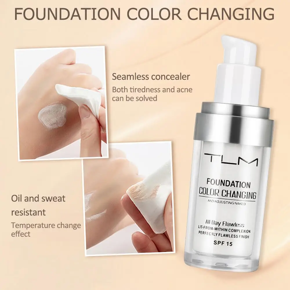 30ml Face Liquid Foundation Full Concealer Makeup Waterproof Base Brighten Matte Whitening Cover Dark Circles Liquid Foundation