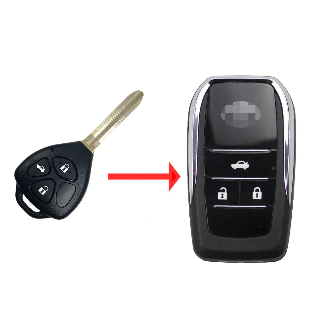 Modified Flip Remote Key Case Fob 2/3 Button Folding for Scion tC Toyota 4Runner Hilux Yaris Uncut TOY43 Blade