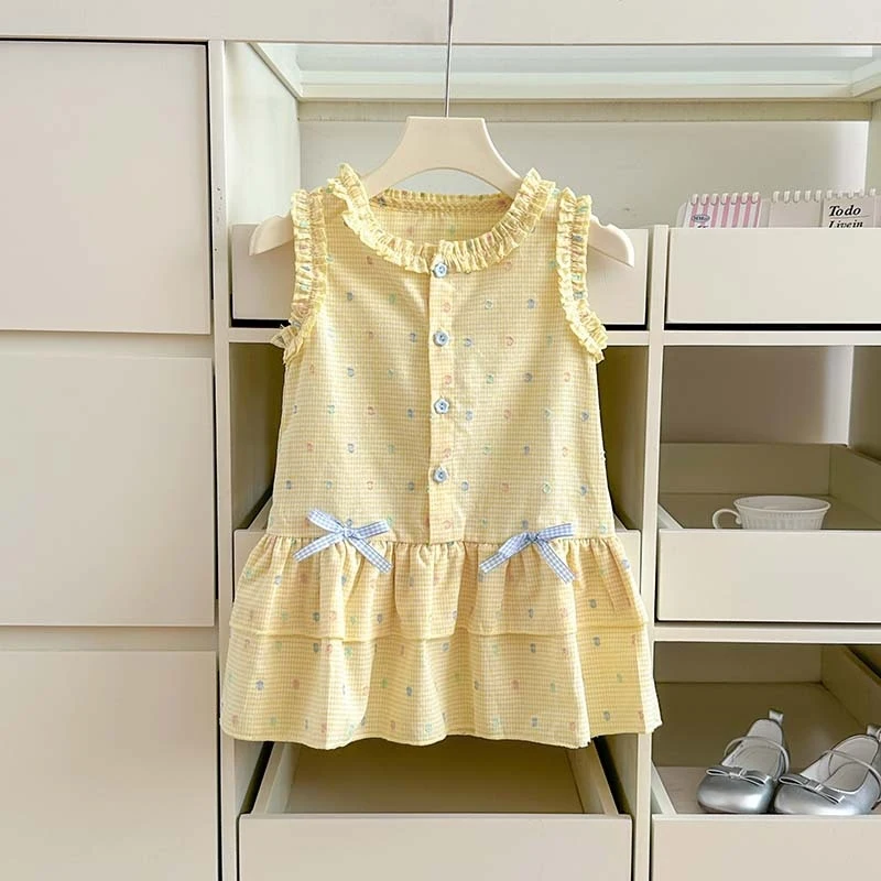 

New stylish summer dresses for children2026Sweet girl's dress, baby's internet celebrity princess butterfly tank dress