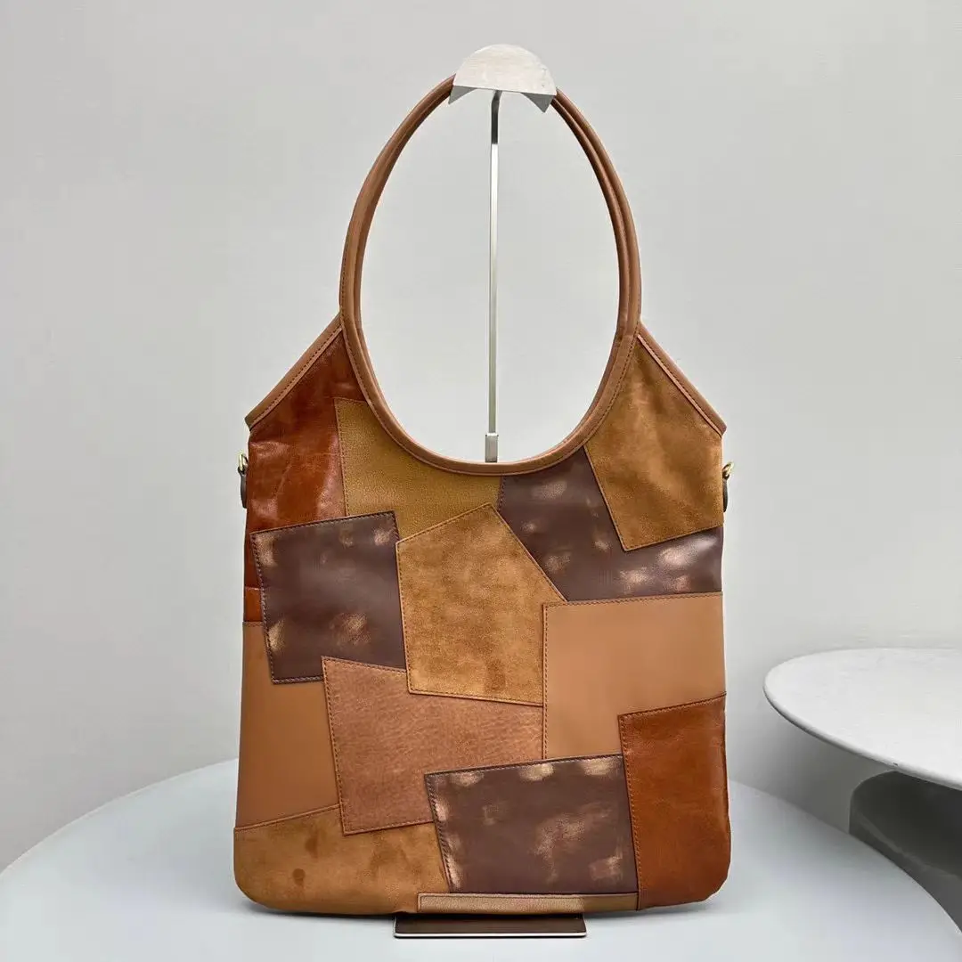 Designer Luxury Women\'s Bag Splicing Bowling Patch Tote Hand-held Briefcase Armpit Shoulder Handbags For Women Large Capacity