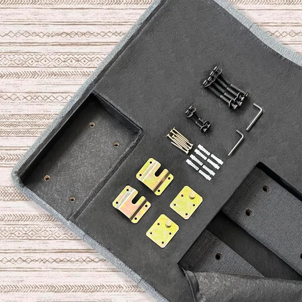 لوح رأسي منجد من الكتان بحجم كوين/كامل الحجم - إطار جداري وسرير قابل للتركيب، بطانة إسفنجية عالية الكثافة، راحة فاخرة، حديثة #6