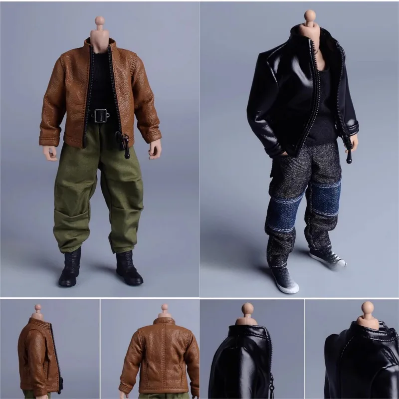 

Модная куртка из искусственной кожи в масштабе 1/12, два цвета, модель одежды для куклы, подходит для 6-дюймовой мужской солдат, экшн-фигурка, реквизит для куклы