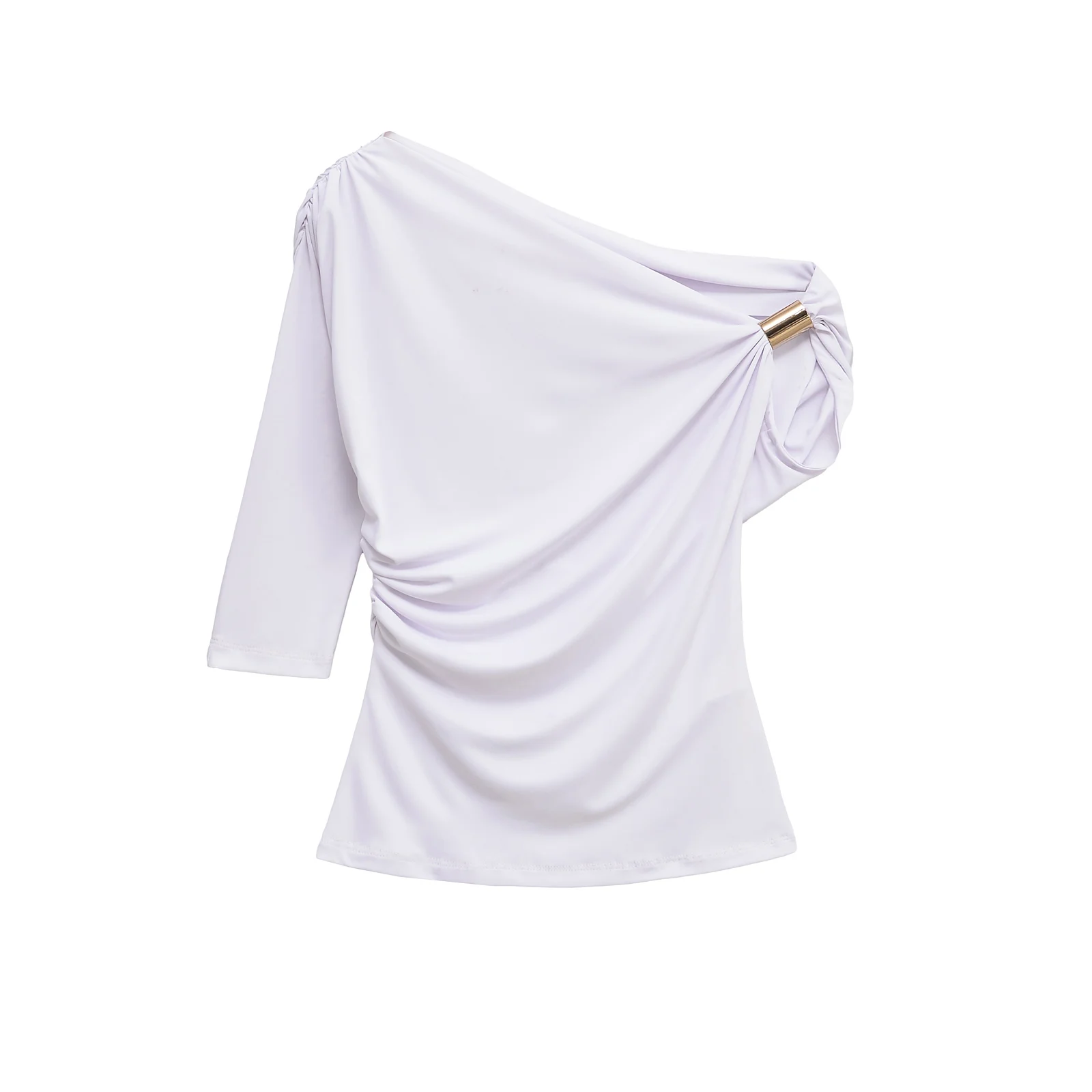 

Весенне-летняя новая женская нейлоновая асимметричная модная однотонная многоцветная футболка