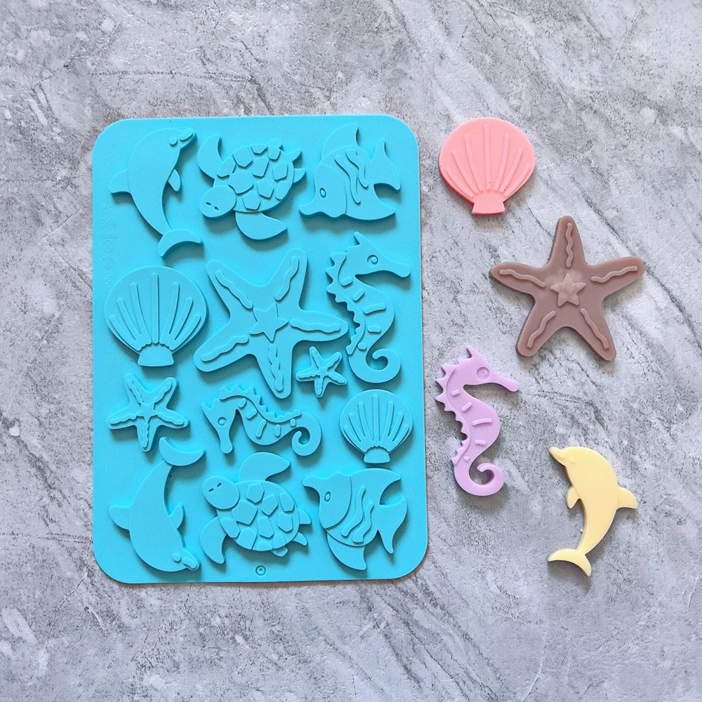 1pc Marine creature shaped chocolate baking cookie silicone mold DIY candy chocolate cake decoration ornament