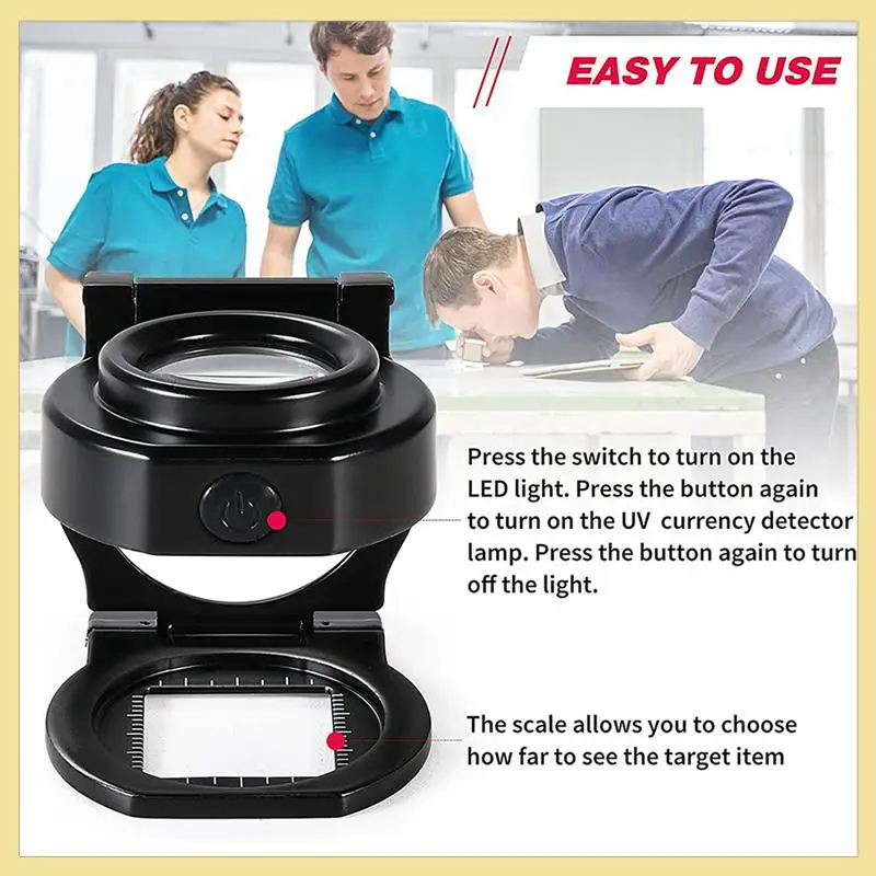 عدسة مكبرة TTKK-5Pcs 25X مع 6 مصابيح، USB ثلاثية قابلة للطي لسطح المكتب، عدسة مكبرة معدنية محمولة للخياطة