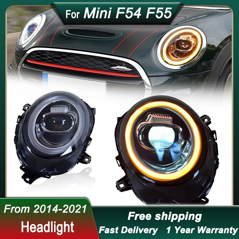 Faróis de carro para BMW MINI, Full LED DRL, farol de sinal dinâmico, Bi Xenon Beam, montagem do farol, F54, F55, F56, F57, 14-21