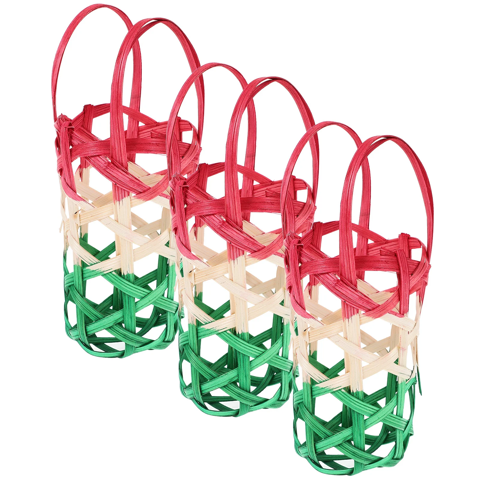 3pcs Handheld Bamboo Basket Portable Egg Storage Basket Household Organizer Container Large Capacity Picnic Baskets For Snacks