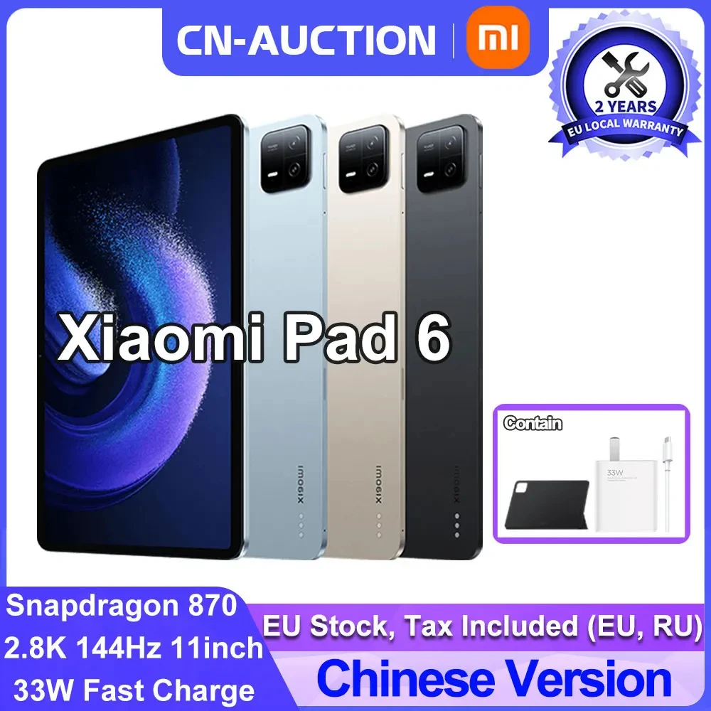 NEW Xiaomi Mi Pad 6 Tablet Snapdragon 870 11inch 144Hz 2.8K Display 4 Stereo Speakers 8840mAh 33W Fast Charger Android 13 MIUI14