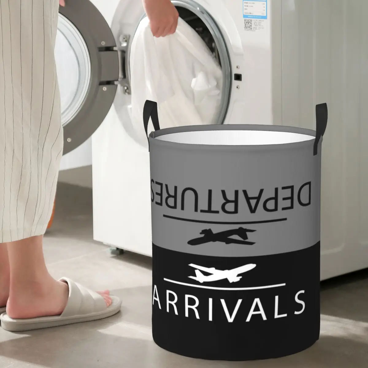 

Aviation Departures Arrivals Folding Laundry Baskets Dirty Clothes Sundries Storage Basket Large Waterproof Hamper