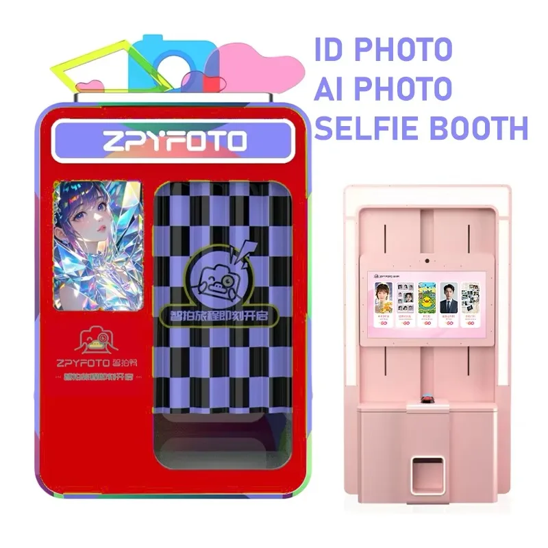 Simply Operate Coin Photo Booth with Metal Cabinet Self-Service Multiple Photo Frames & Camera-Heavy Duty Customized