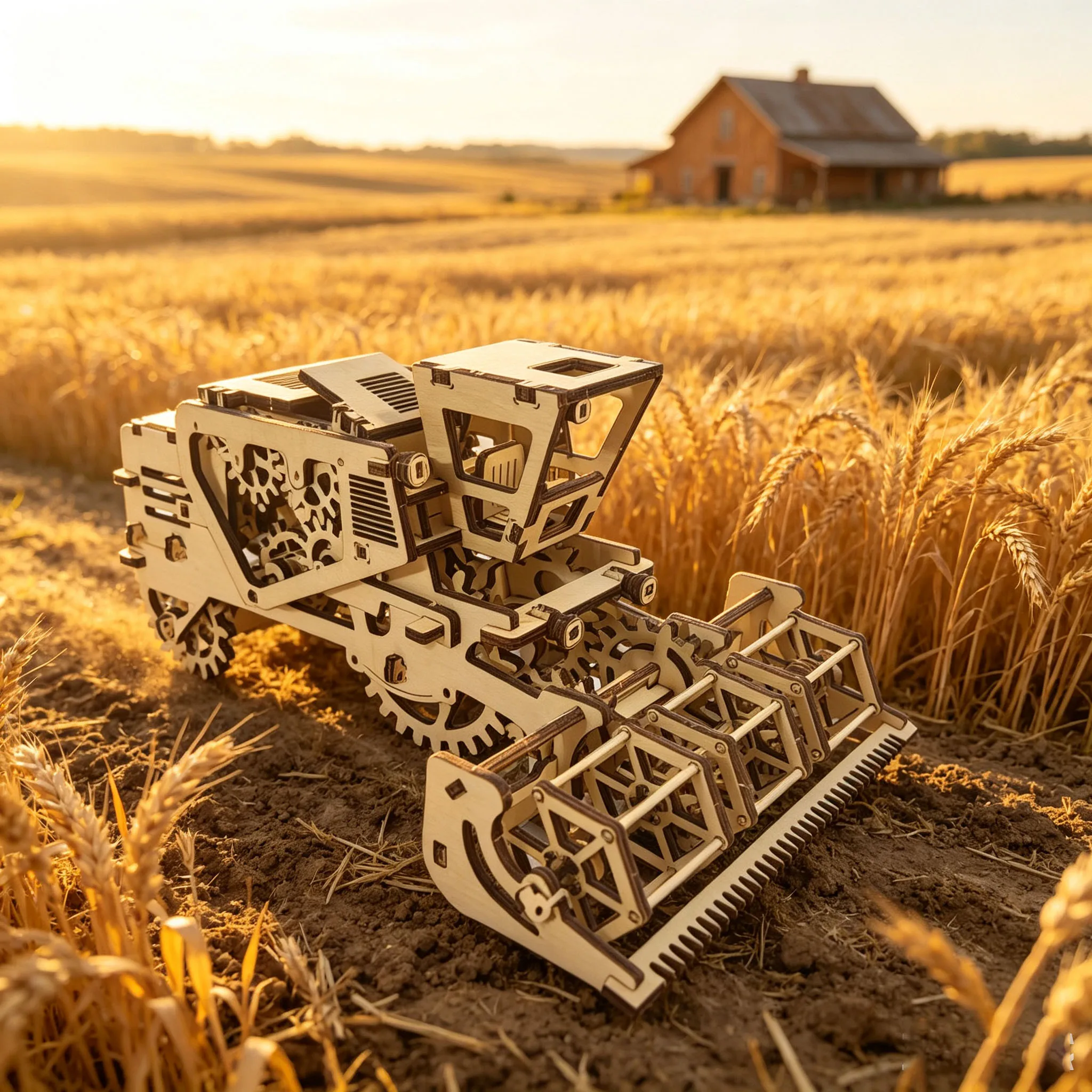 3D Combine Harvester Model Wooden Puzzle Suitable for teenagers aged 14 and above Parental bonding activity Enhances patience
