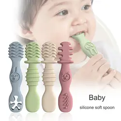 3 pcs Baby Feeding Spoon Set, Chewable Silicone Baby Spoon, Baby Food Spoon, Self Feeding Set, Soft Head Silicone Spoon