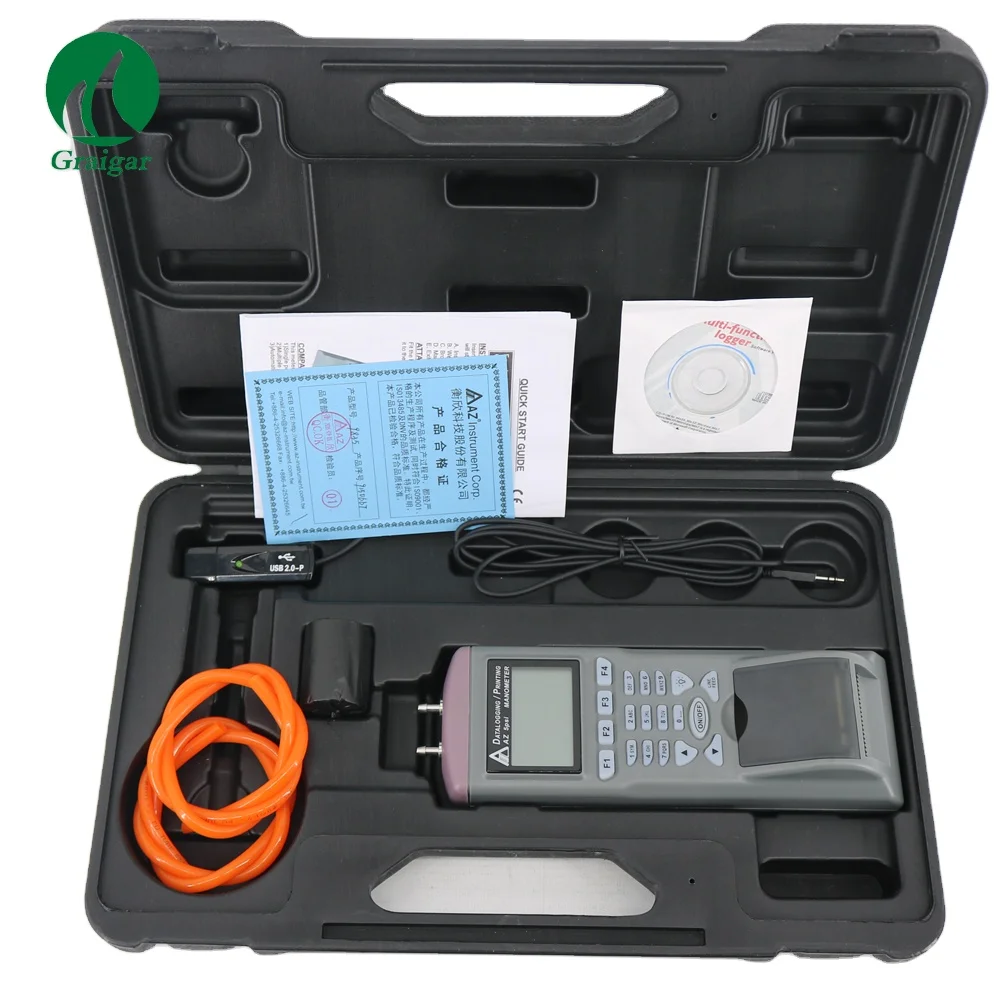 

AZ9835 5psi Differential Pressure Data Logging Printer Manometer Differential Pressure Meter Pressure Gauge with Printer