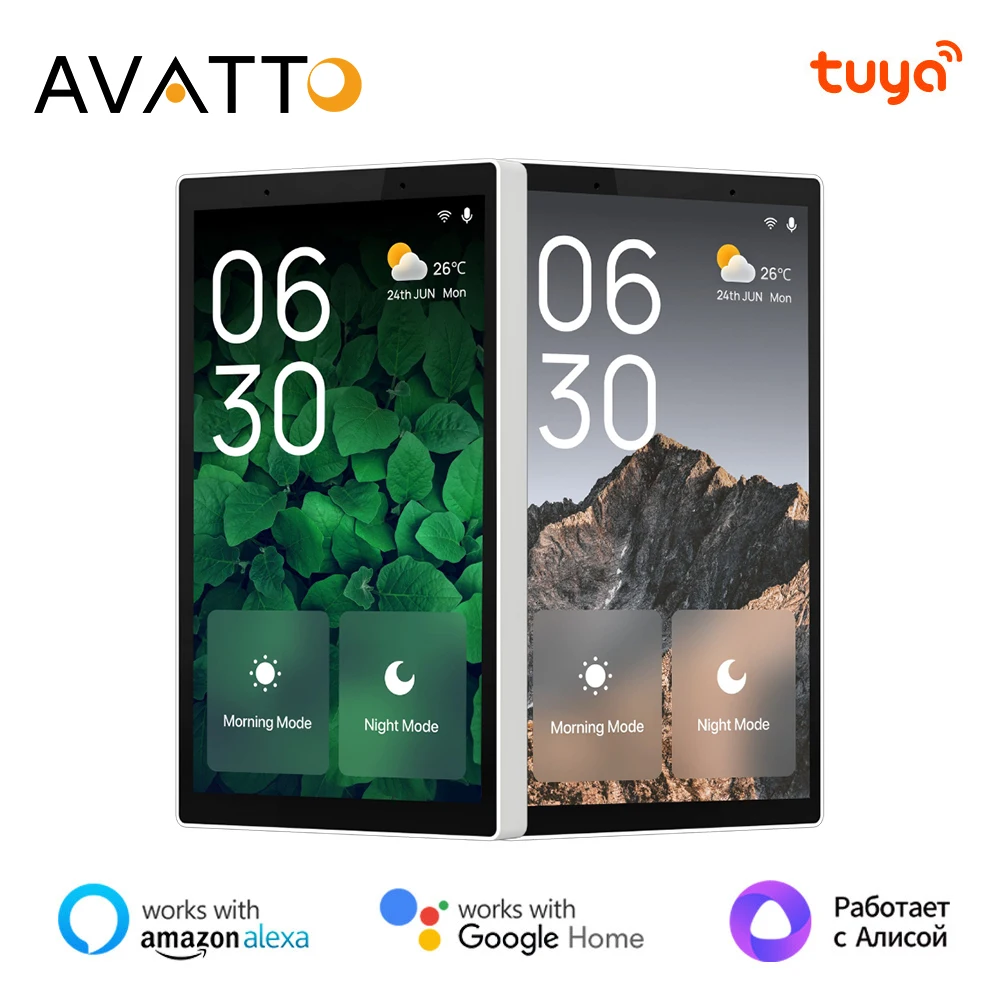 AVATTO Tuya WiFi Smart Central Control,Touch Interaction Center Control Panel Built-in Wireless ZigBee Hub Alexa Voice Control